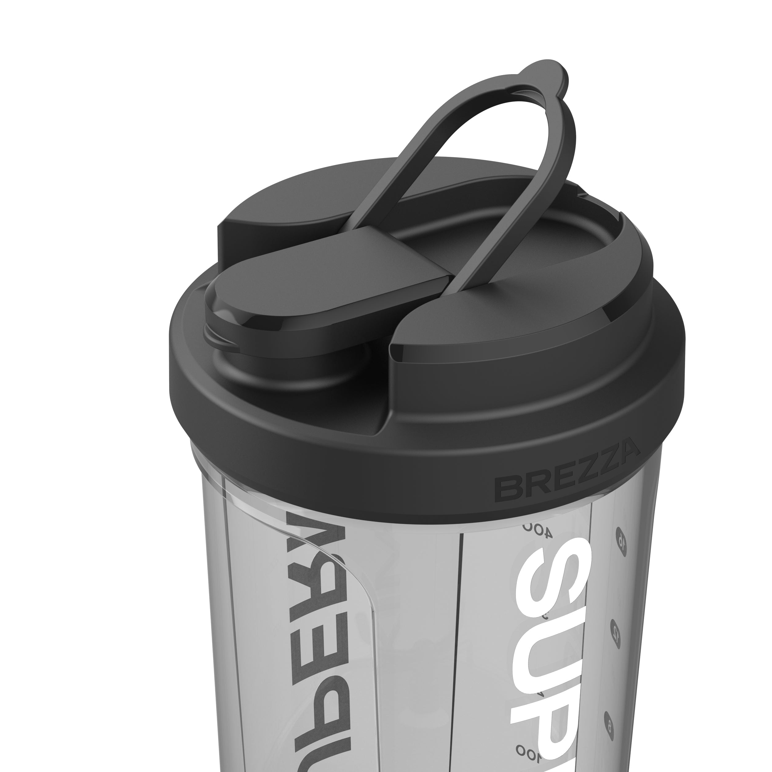 Closeup of the Closed lid and Carry handle on the Supermix Mixing Cup