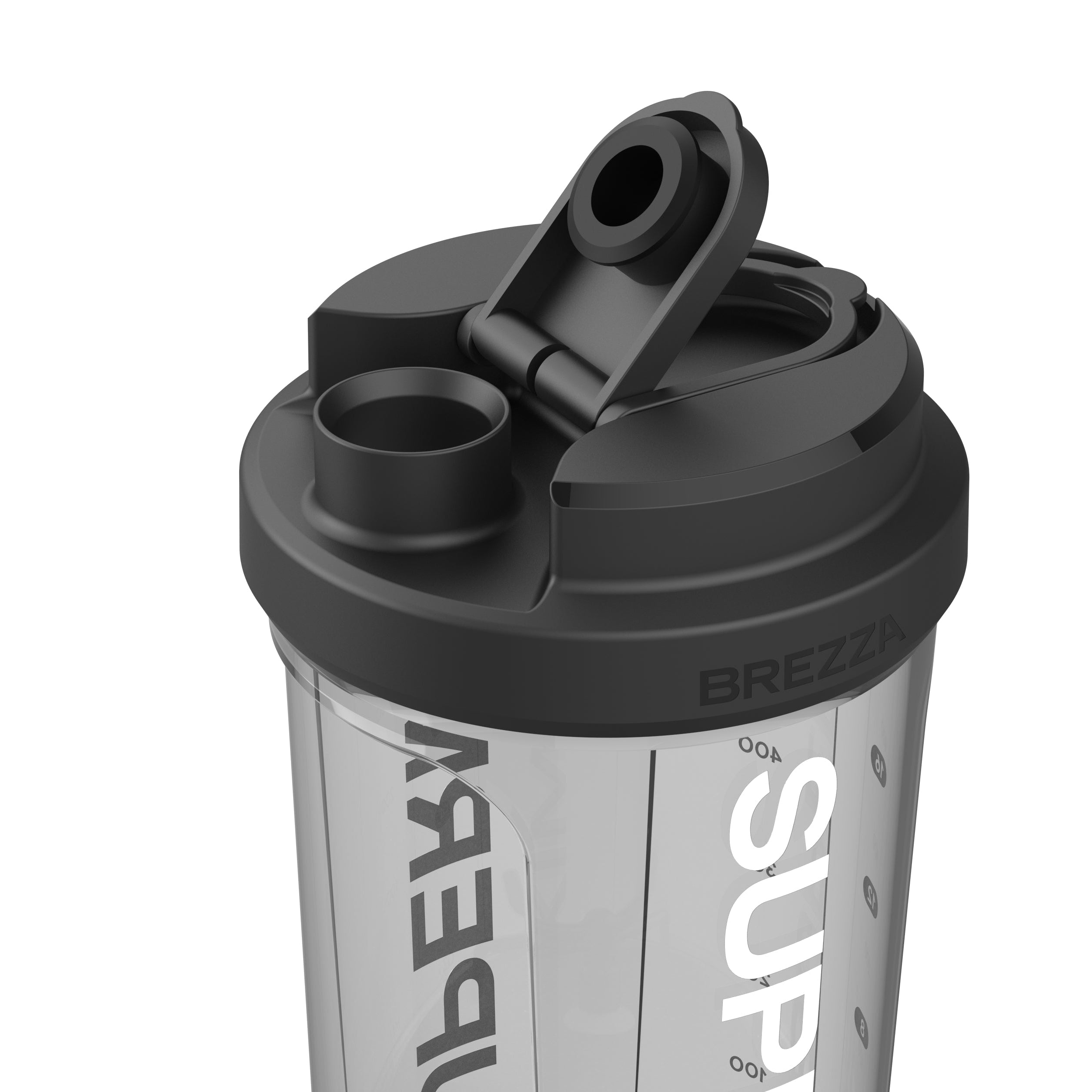 Supermix Mixing Cup with lid open to reveal drinking spout