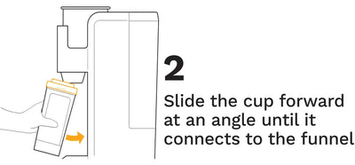 Step-by-step guide on how to use the supermix, with text and diagram showing the connection between a cup and funnel.