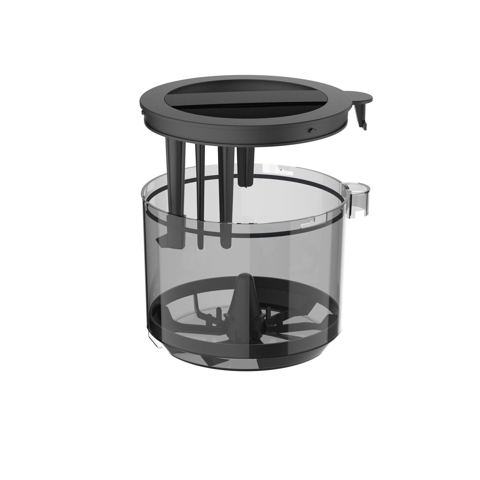 A Side view of the Supermix powder container set with the Lid raised