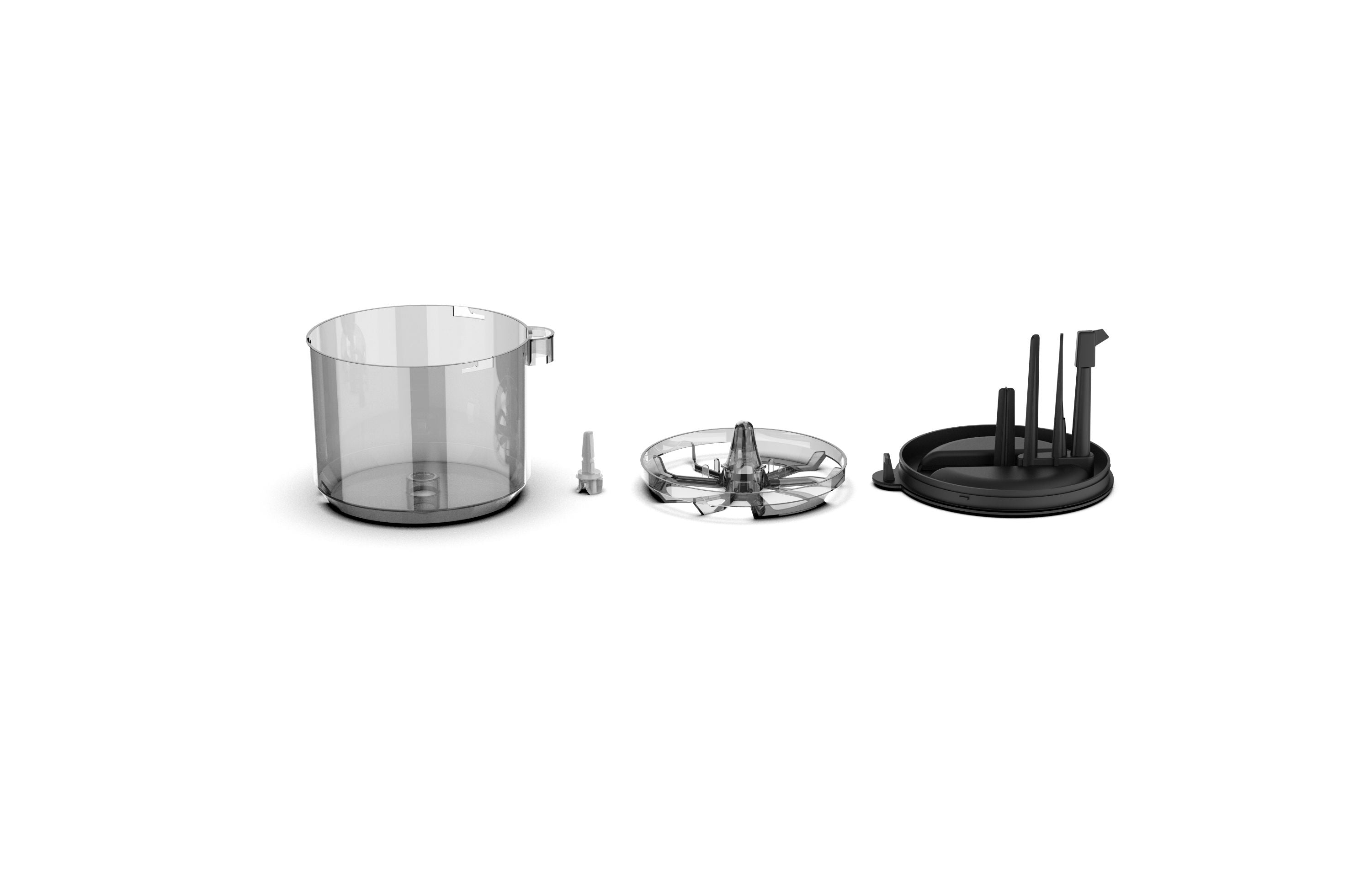 a linear view of all parts of the Supermix powder container