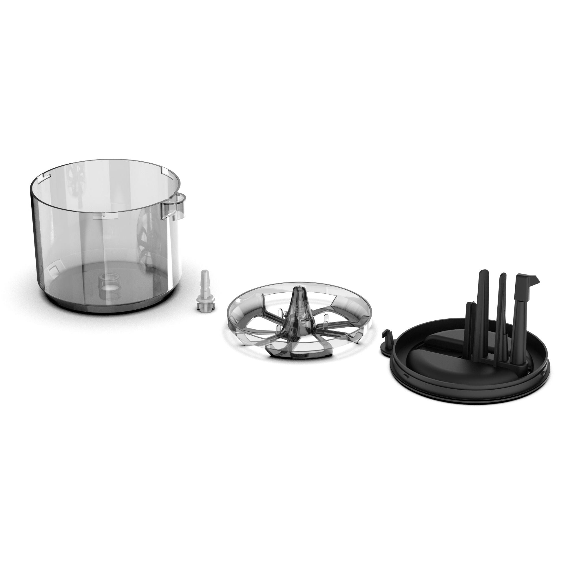 A linear view of all the parts of the Supermix Powder Container